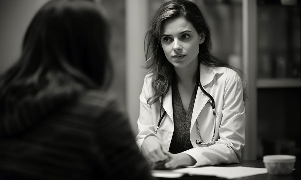 woman-is-sitting-desk-with-stethoscope-her-neck Only one-in-three voters say US healthcare system meeting women’s needs