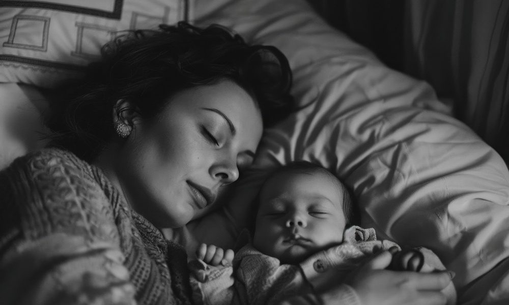 adorable-black-white-photo-sweet-baby-peacefully-sleeping-beside-her-mother-capturing-tender-moments-maternal-love-bonding-timeless-monochrome-portrait Adverse pregnancy outcomes linked to greater social needs in Black and Latina women – study