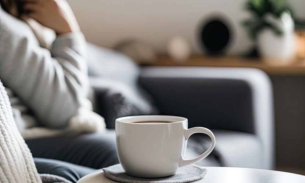 sunlight-inside-woman-holding-white-cup-coffee-table-sofa-relax-home Coffee linked to healthier body composition and distinct sex hormone changes – study